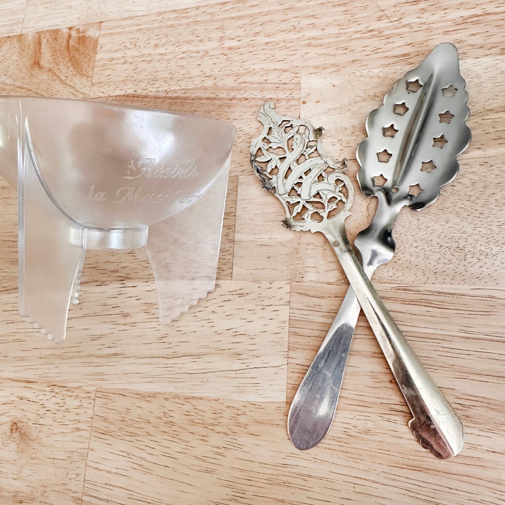 Absinthe Spoon Set La Muse Verte Drip Cup French Man Art Nouveau Sugar‎ Spoons